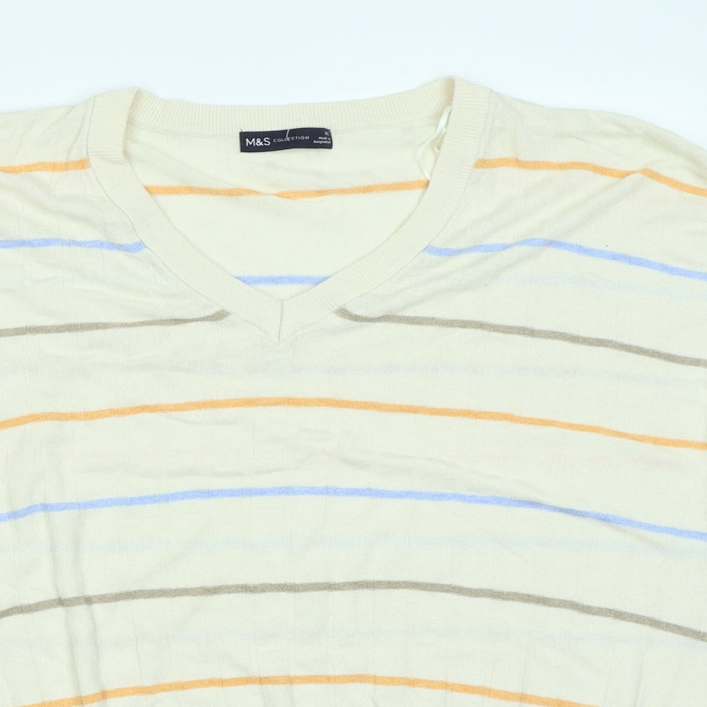 M&S Collection Womens Ivory Striped  Pullover Jumper Size XL