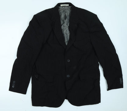 Preloved Cadenza Mens Black Striped  Jacket Blazer Size 42 - Front