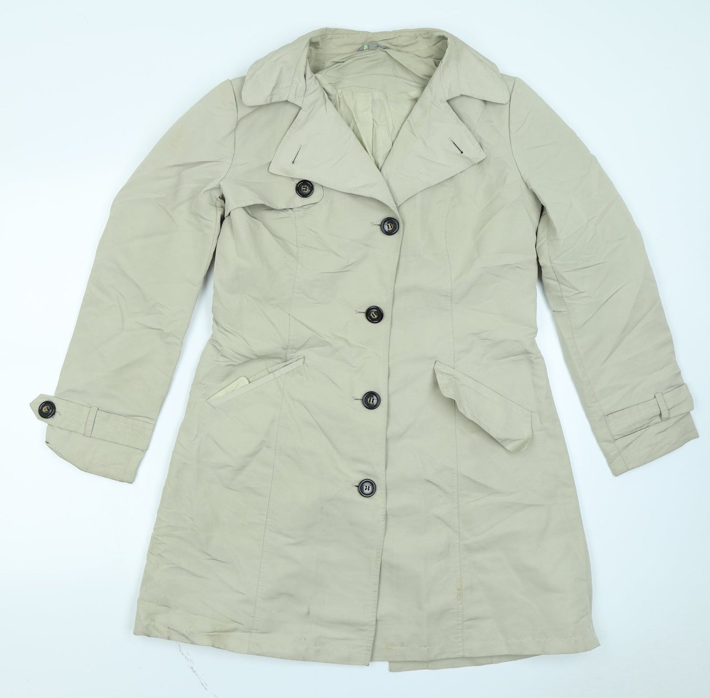 M&S Womens Beige   Overcoat Coat Size 2