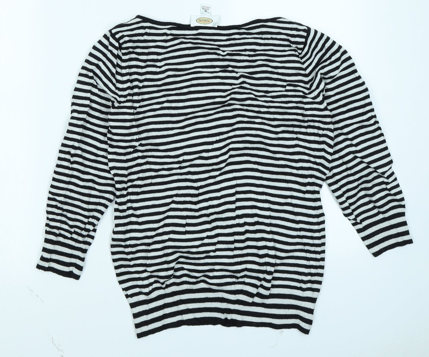 Talbots Womens Black Striped  Basic T-Shirt Size M
