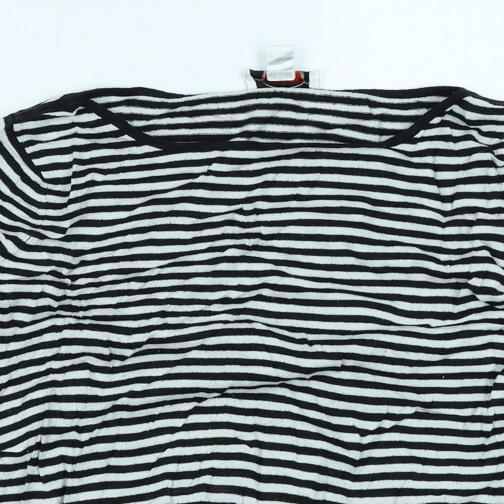 Talbots Womens Black Striped  Basic T-Shirt Size M