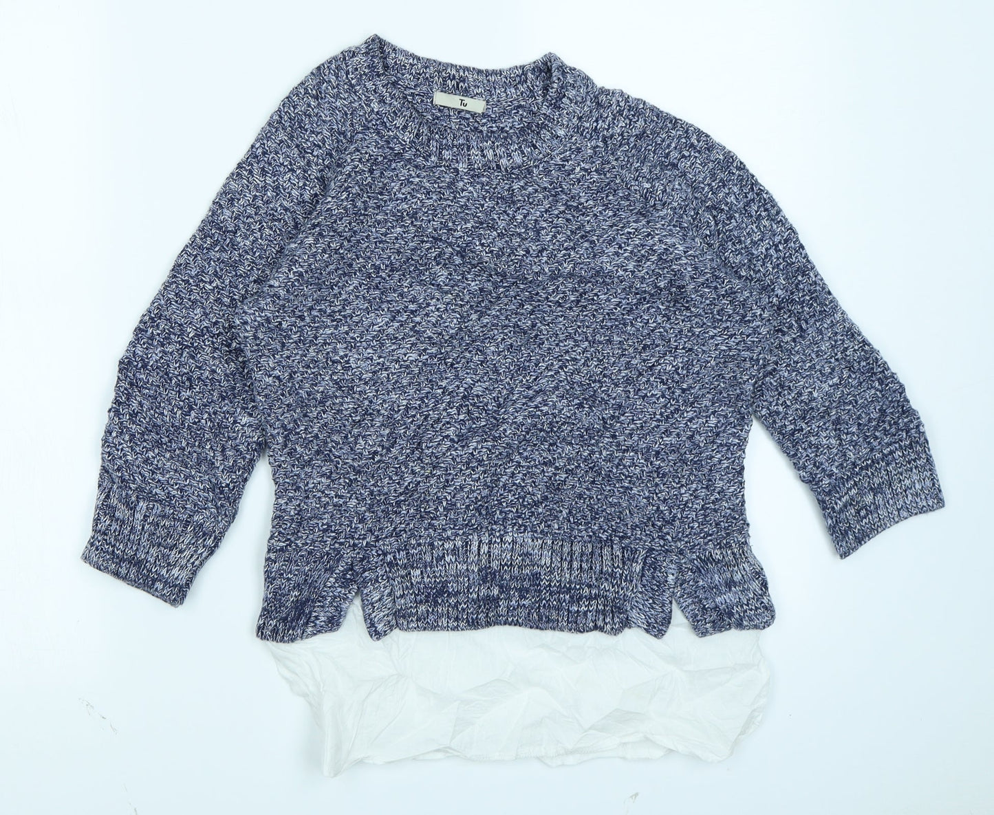 TU Womens Blue  Knit Pullover Jumper Size 8