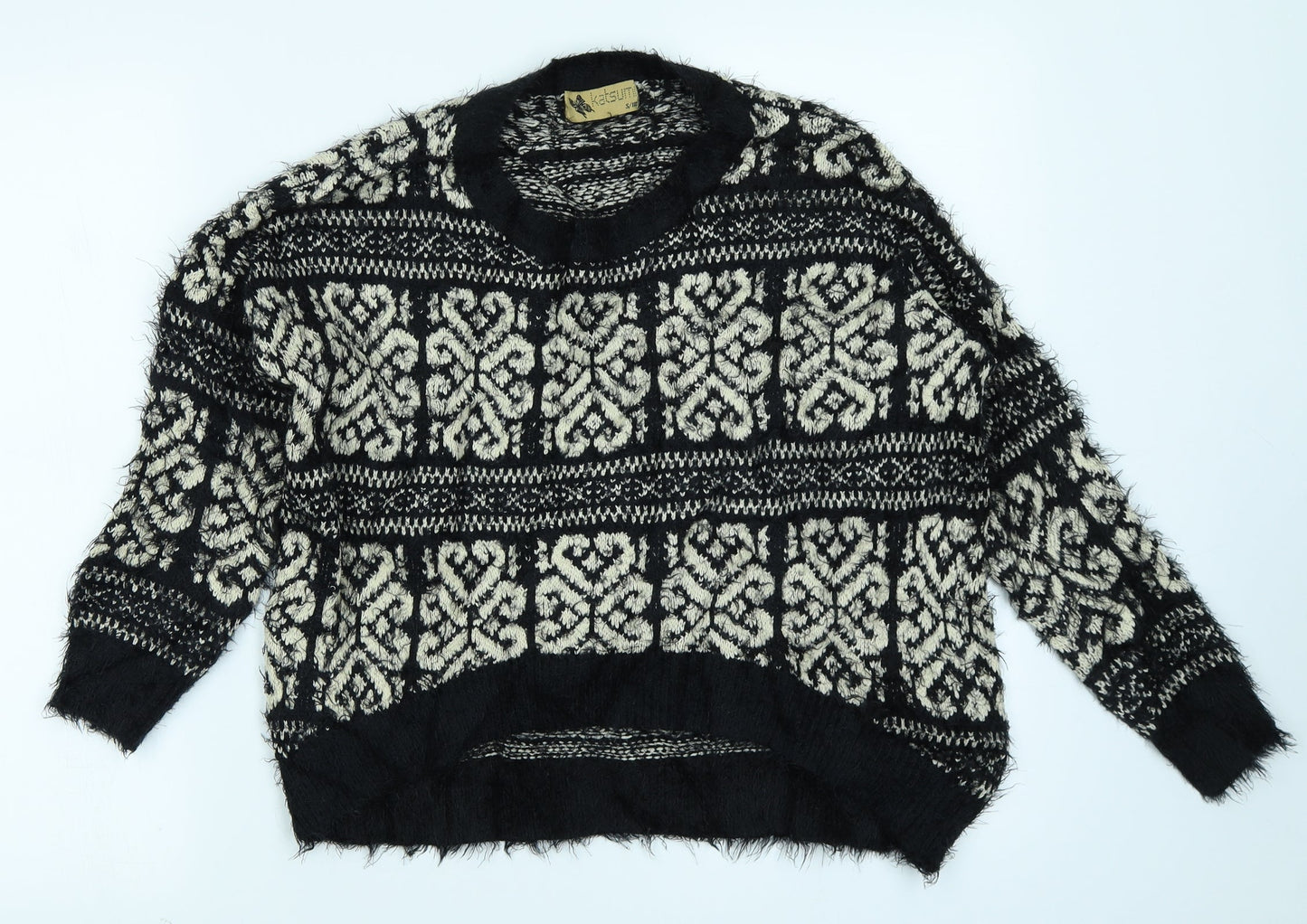 Katsuit Womens Black Geometric  Pullover Jumper Size M