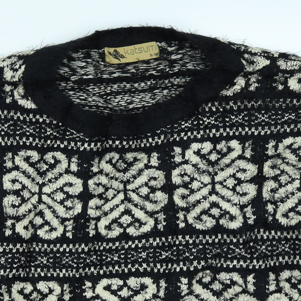 Katsuit Womens Black Geometric  Pullover Jumper Size M