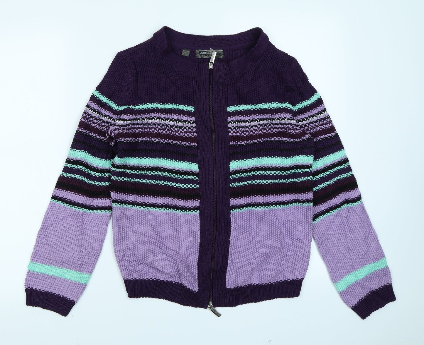 BPC Selection Womens Purple Striped Knit Cardigan Jumper Size S