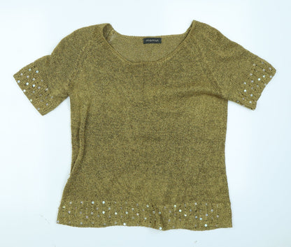 Mamut Womens Yellow  Knit Pullover Jumper Size 12