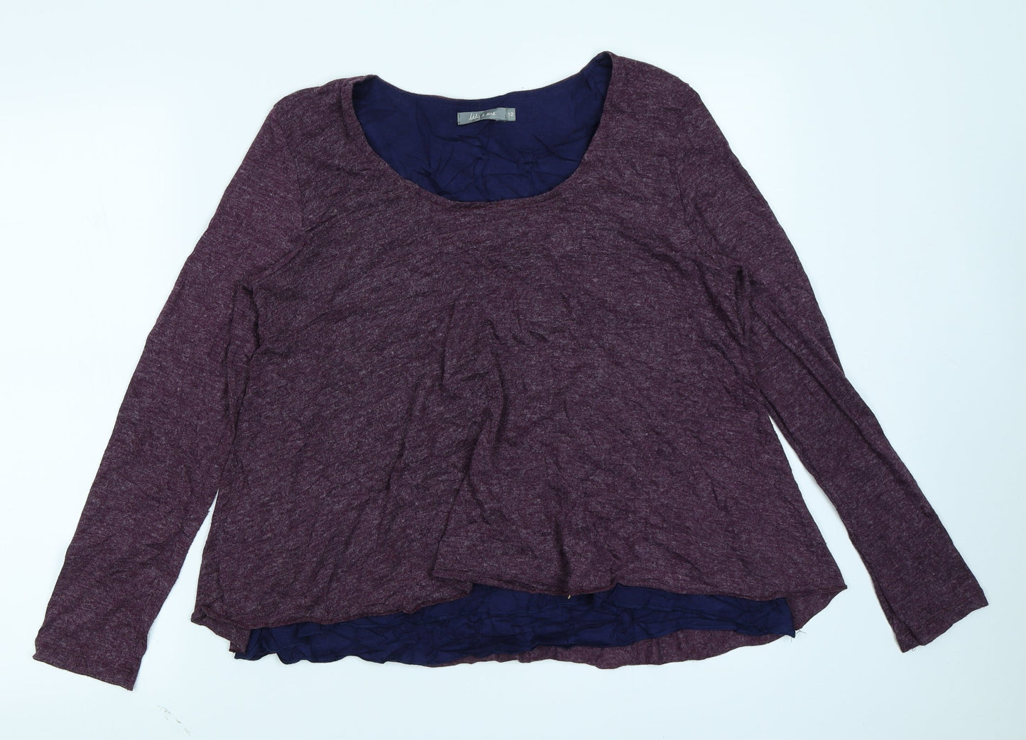 Lily & Me Womens Purple   Basic T-Shirt Size 12