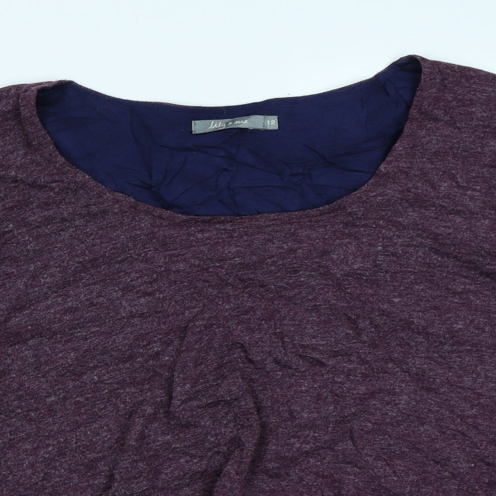 Lily & Me Womens Purple   Basic T-Shirt Size 12