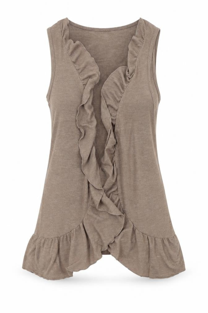 Soon Womens Brown   Cardigan Jumper Size 12  - Frill Detail