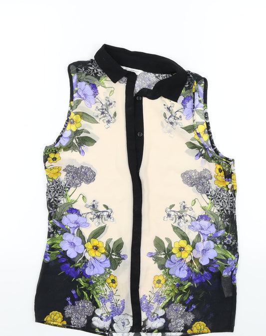 newlook Womens Ivory Floral  Basic Button-Up Size 8
