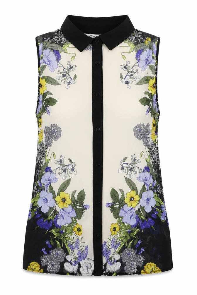 newlook Womens Ivory Floral  Basic Button-Up Size 8