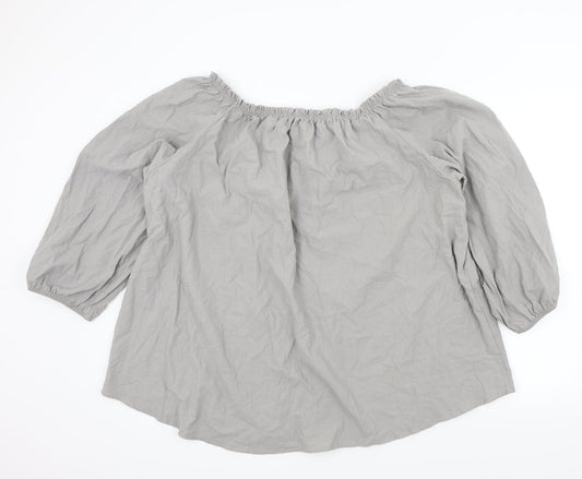 MissLook Womens Grey Colourblock  Basic Blouse Size 2XL
