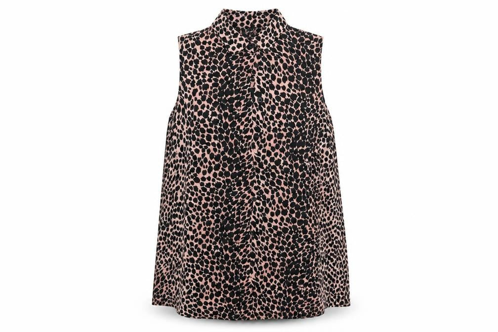 Topshop Womens Multicoloured Animal Print  Basic Button-Up Size 12
