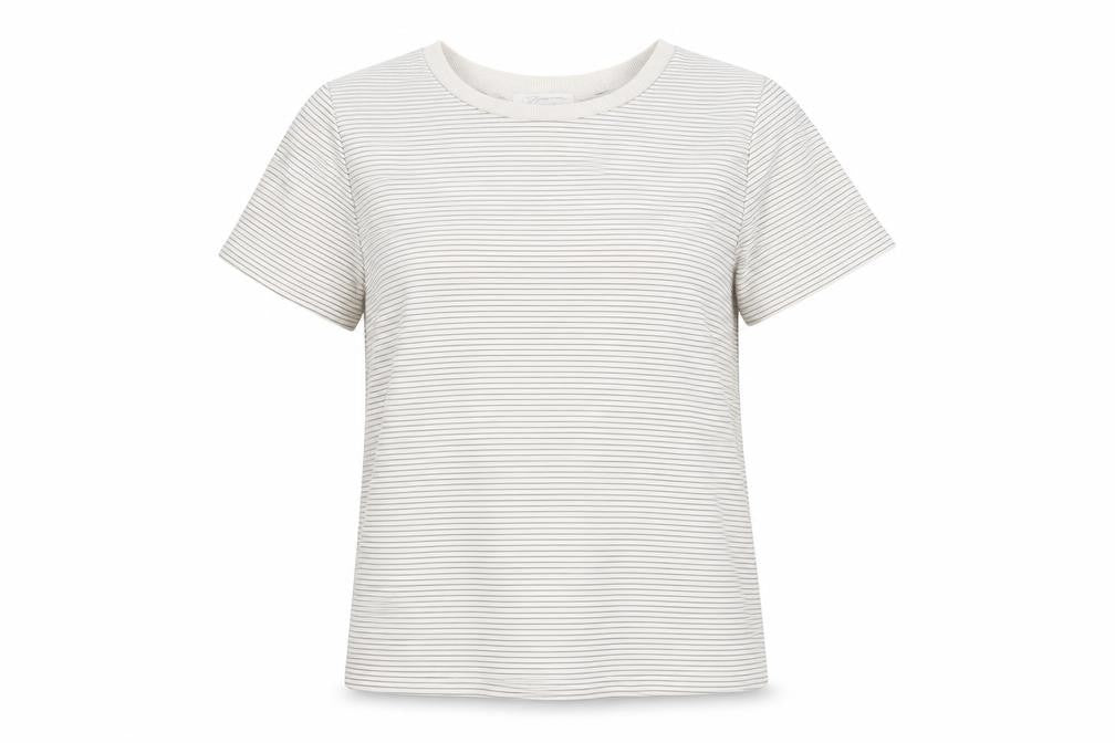 Glamorous Womens White Striped  Basic T-Shirt Size 10