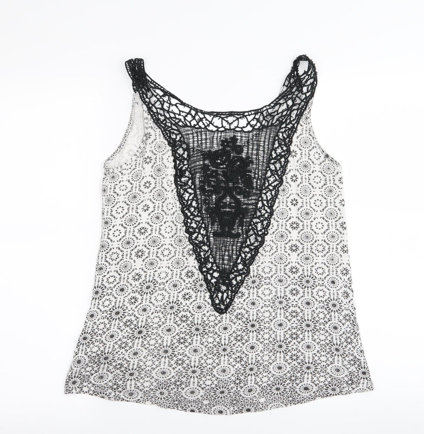 New Look Womens White Geometric  Basic Tank Size 10