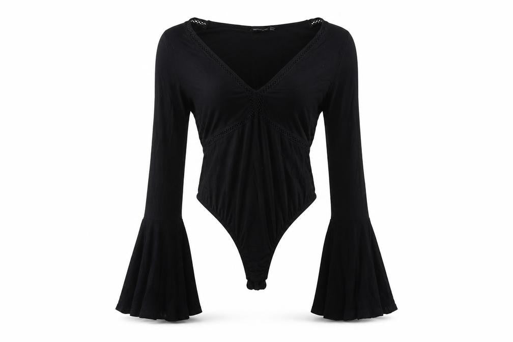 PRETTYLITTLETHING Womens Black   Leotard One-Piece Size 12