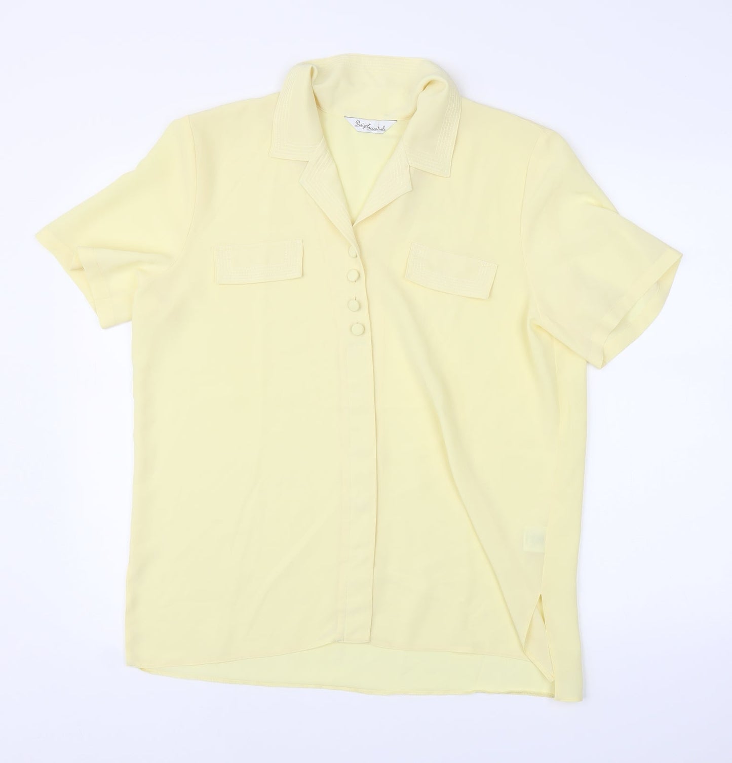 Design Essentials Womens Yellow   Basic Blouse Size 16