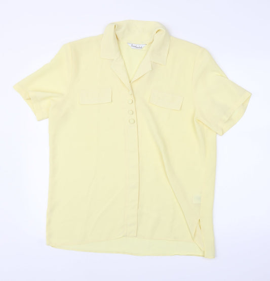 Design Essentials Womens Yellow   Basic Blouse Size 16