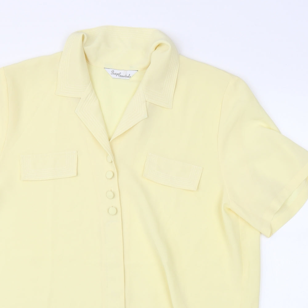 Design Essentials Womens Yellow   Basic Blouse Size 16
