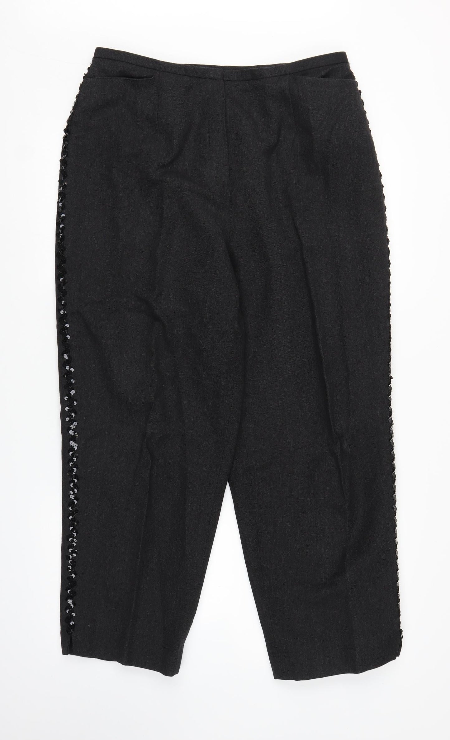 Preworn Womens Black  Canvas Capri Trousers Size L L24 in