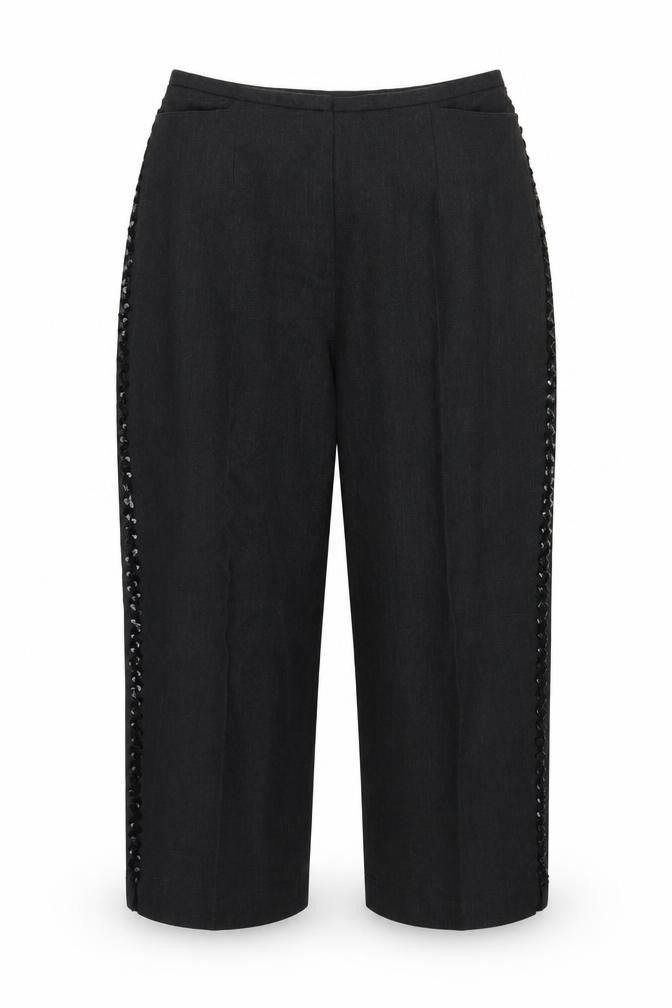 Preworn Womens Black  Canvas Capri Trousers Size L L24 in