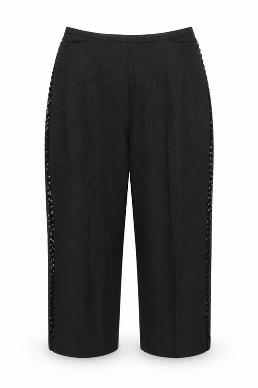 Preworn Womens Black  Canvas Capri Trousers Size L L24 in
