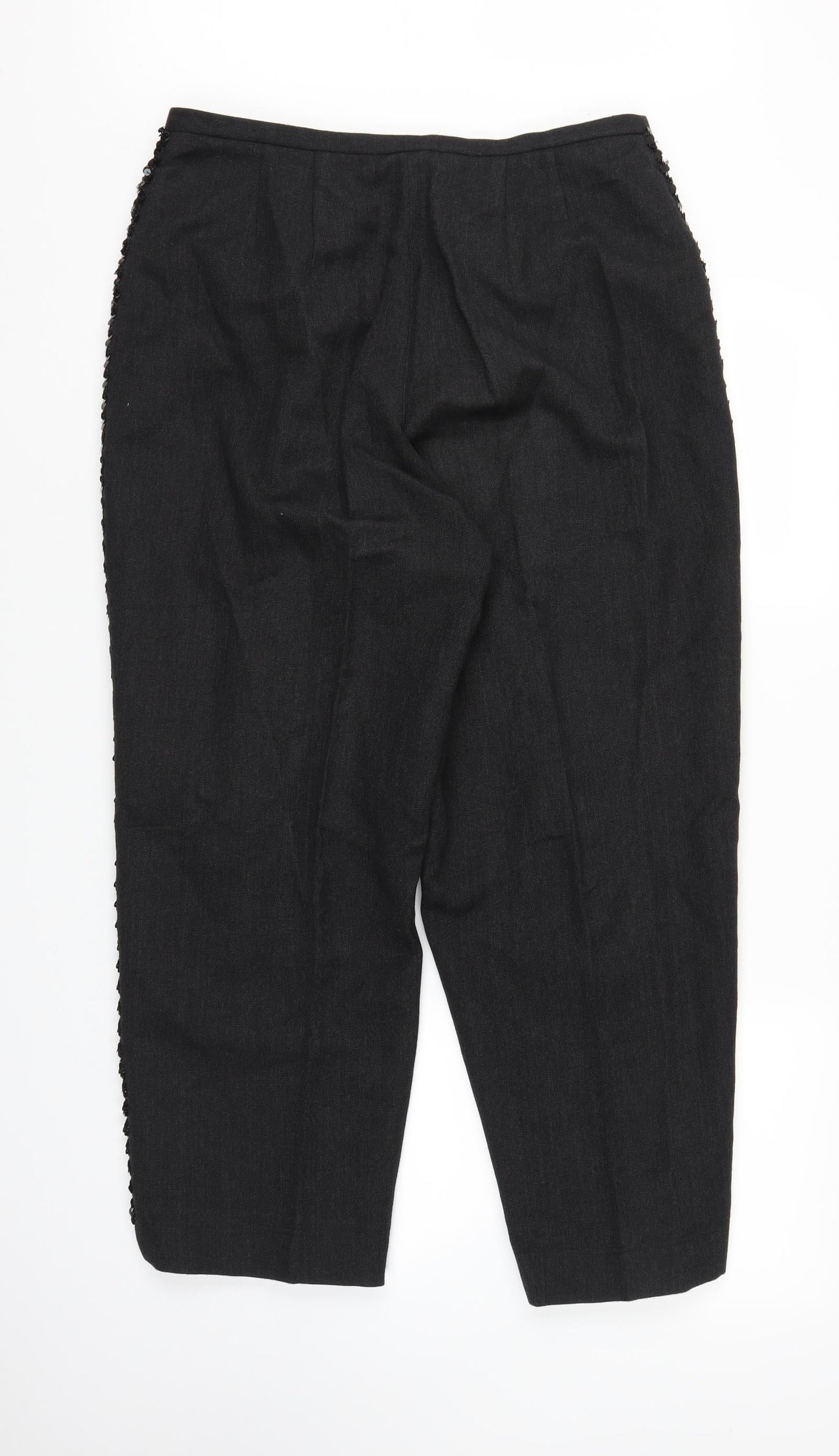 Preworn Womens Black  Canvas Capri Trousers Size L L24 in