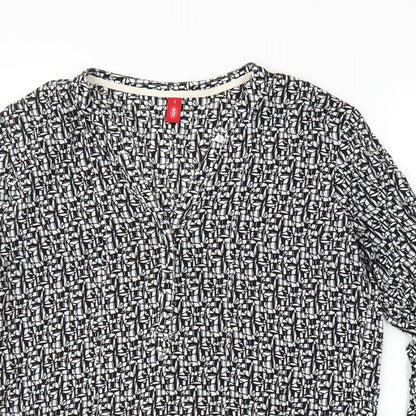 EDC Womens Black Geometric  Basic Blouse Size S