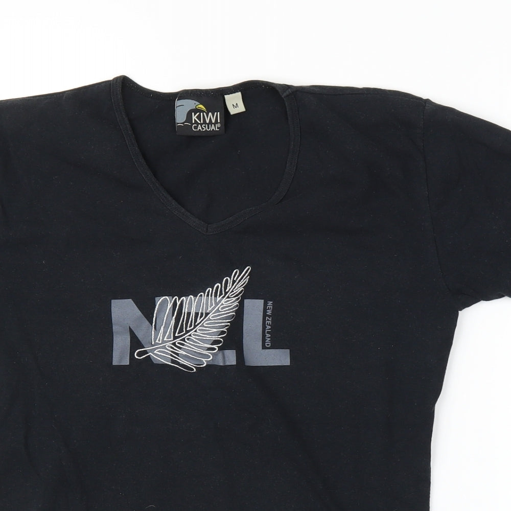 Kiwi Casual Womens Black   Basic T-Shirt Size M