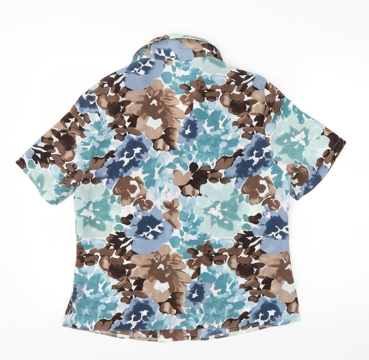 Preworn Womens Blue Floral  Basic Blouse Size M