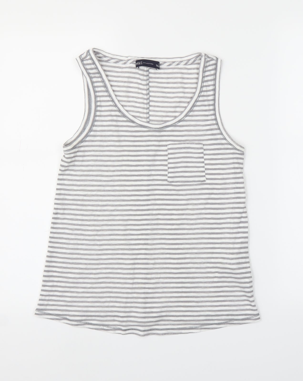 M&S Womens Grey Striped  Basic Tank Size 12