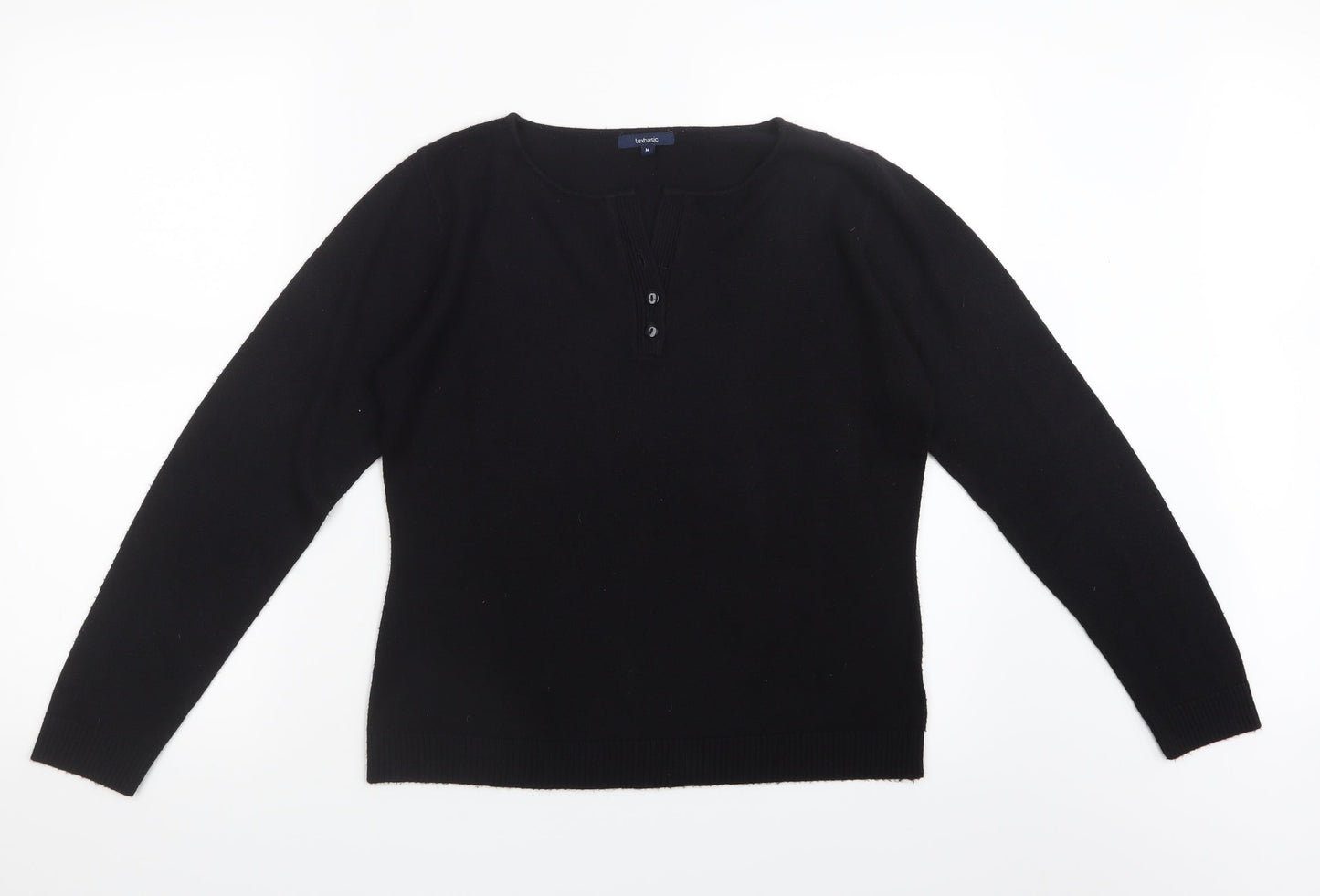 Texbasic Womens Black  Knit Pullover Jumper Size M