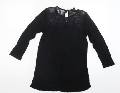 Preloved Warehouse Womens Black   Basic T-Shirt Size 10 - Front