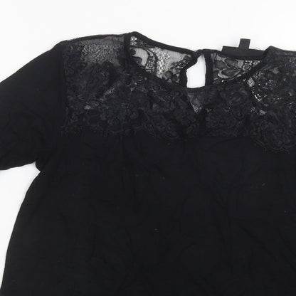 Preloved Warehouse Womens Black   Basic T-Shirt Size 10 - Detail