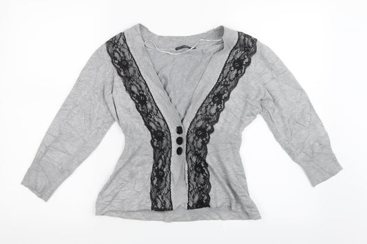 Carry Formal Womens Grey  Knit Cardigan Jumper Size M