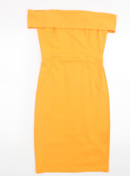 Preloved New Look Womens Orange   Shirt Dress  Size 10 - Front