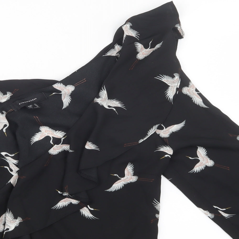 Atmosphere Womens Black Geometric  Basic Blouse Size 14