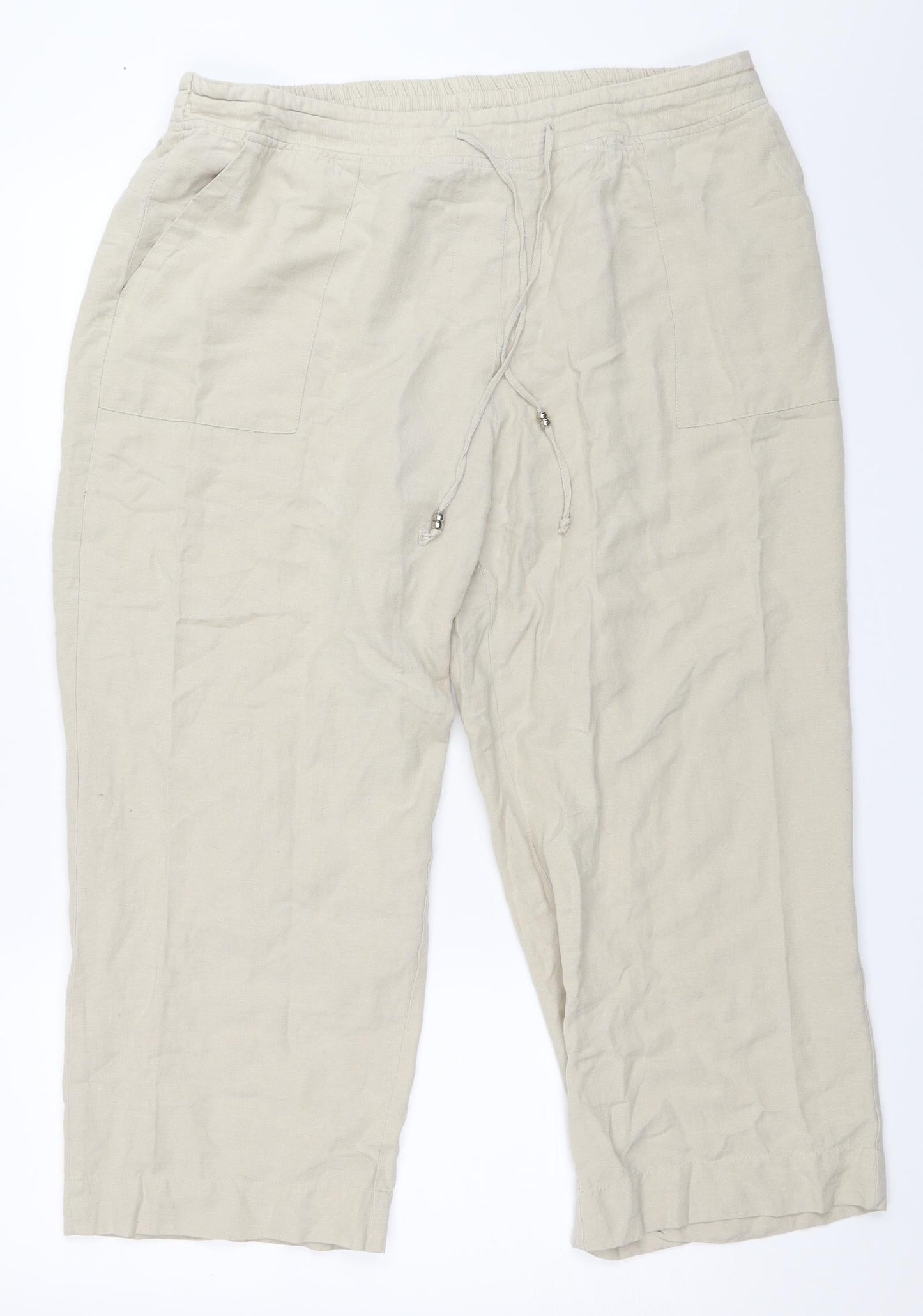 Julipa Womens Beige   Cropped Trousers Size 18 L24 in