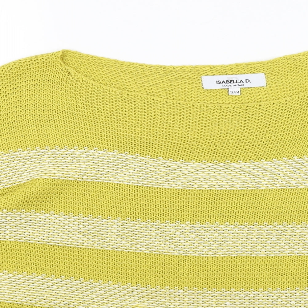Isabella D Womens Yellow Striped  Pullover Jumper Size M
