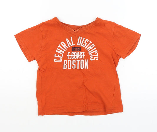 Primark Boys Orange   Basic T-Shirt Size 3-4 Years  - Boston