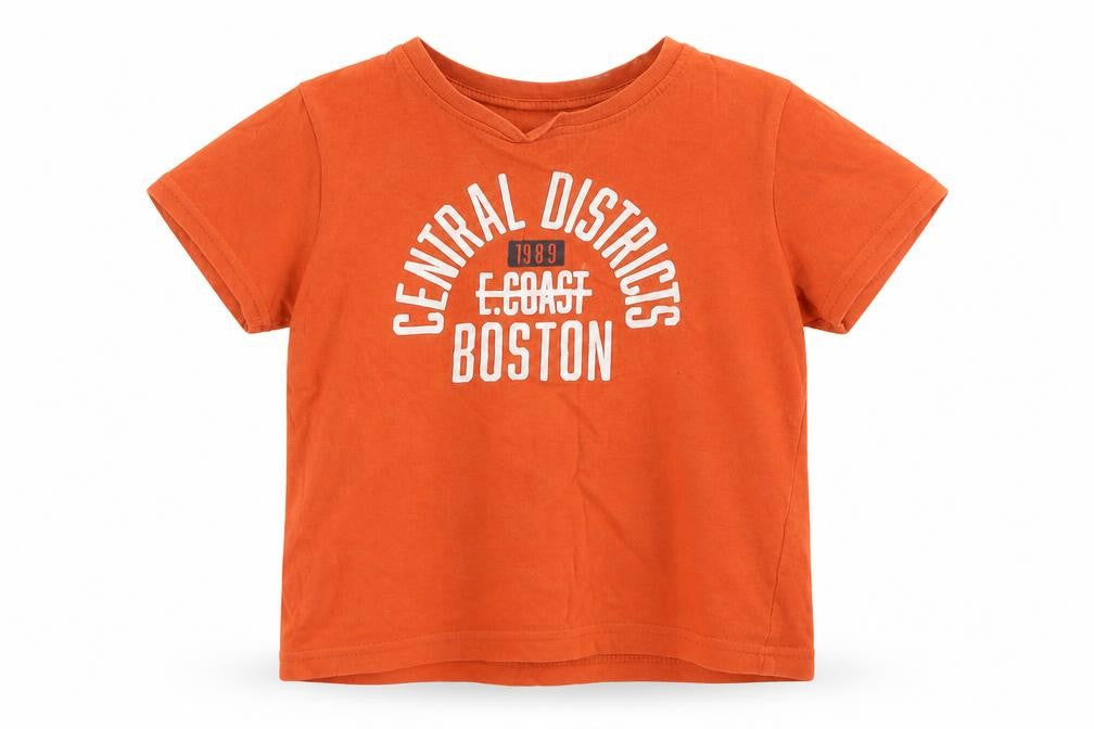 Primark Boys Orange   Basic T-Shirt Size 3-4 Years  - Boston