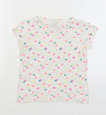 Cool Club Girls White Spotted  Basic T-Shirt Size 6 Years