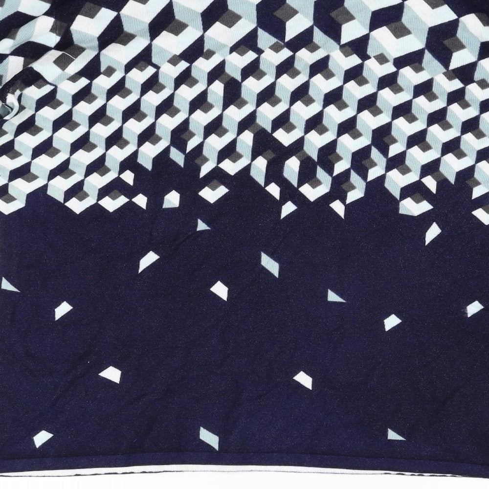 marble Womens Blue Geometric  Pullover Jumper Size M