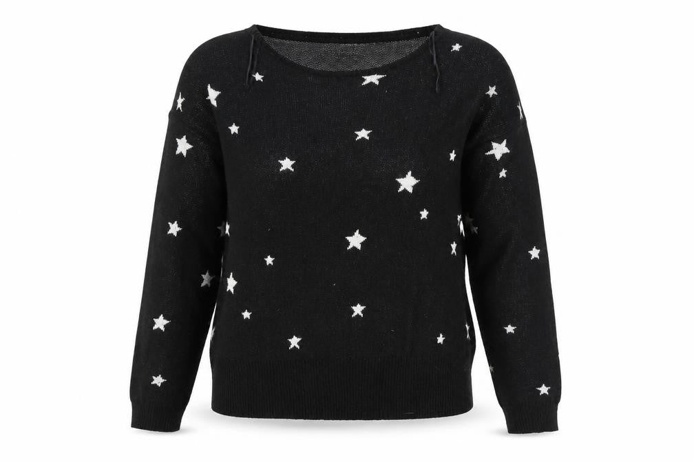 Pink Rose Womens Black Geometric  Pullover Jumper Size L