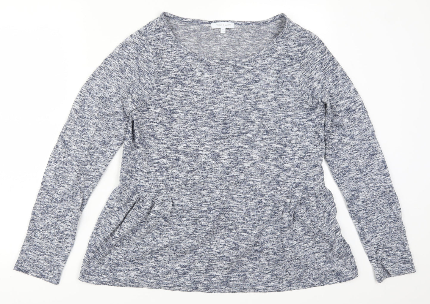 Deane & White Womens Blue  Rayon Basic T-Shirt Size 12
