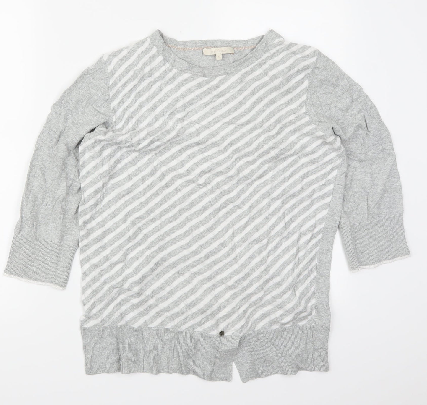 Wishbone Womens Grey Striped  Pullover Jumper Size L