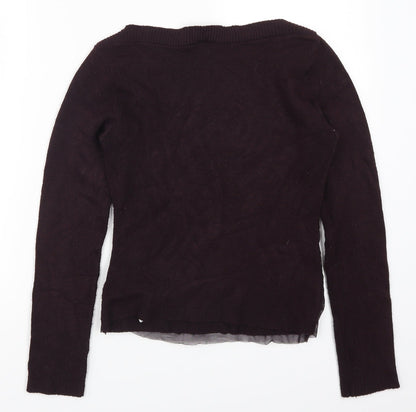 Zara Womens Purple Geometric Mesh Pullover Jumper Size M