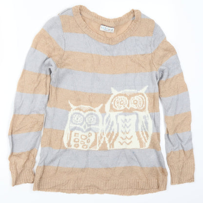 Marks & Spencer Womens Beige Striped  Pullover Jumper Size 10  - Owls