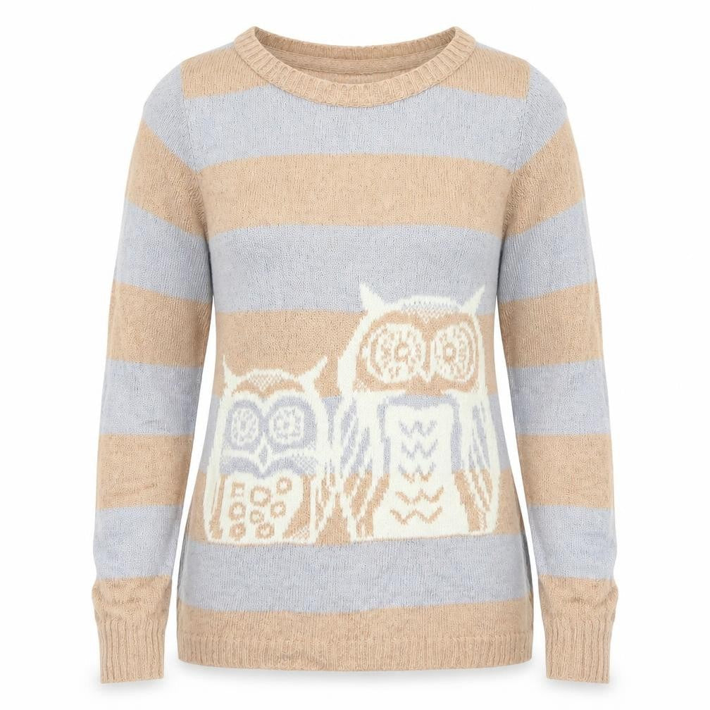 Marks & Spencer Womens Beige Striped  Pullover Jumper Size 10  - Owls
