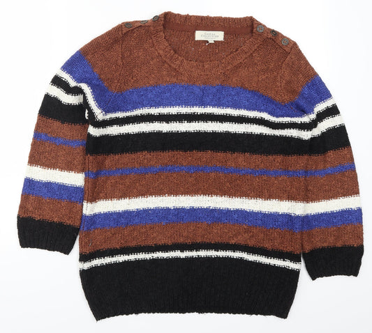 Debenhams Womens Brown Striped  Pullover Jumper Size 12  - Blue
